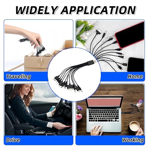 10-in-1 Universal USB Charger Cable with 10 Adapters, Phone Charging Cables, All-in-One Multi Fast Charging Cable for iPhone, Samsung, Huawei, Android, Kindle, LG, PSP, Digital Cameras - Image 4