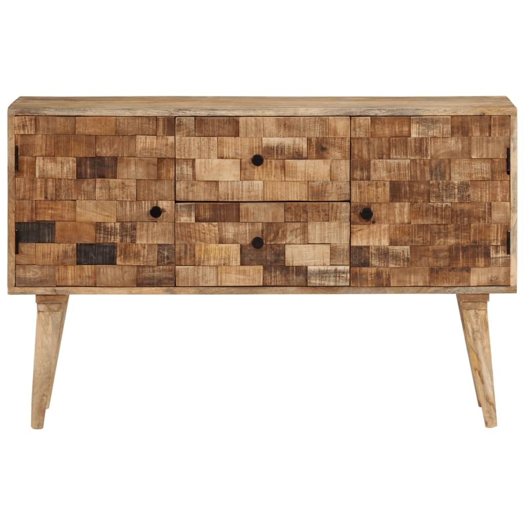 Credenza in legno di mango massiccio, 110 x 30 x 70 cm, con 2 cassetti e scomparto, contenitore stabile per soggiorno, camera da letto, ufficio, corridoio, comò multifunzione con finitura