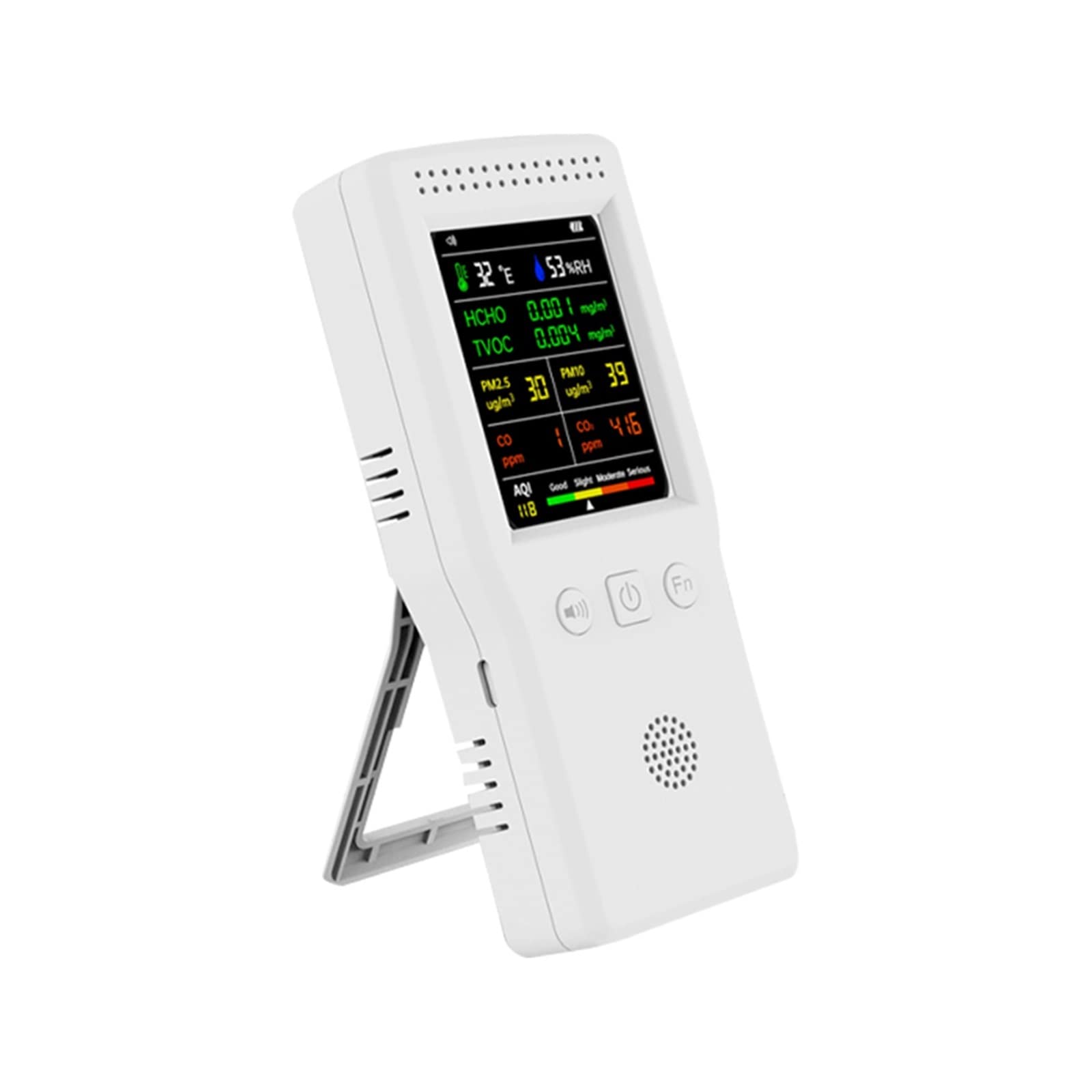 Xzxxzsz Bianco Air Quality Monitor, 9 In 1 Air Quality Detector Lcd Display Pm2.5 Pm10 Hcho Tvoc Co Co2 Temperature Humidity Multifunctional Monitor(Bianco)