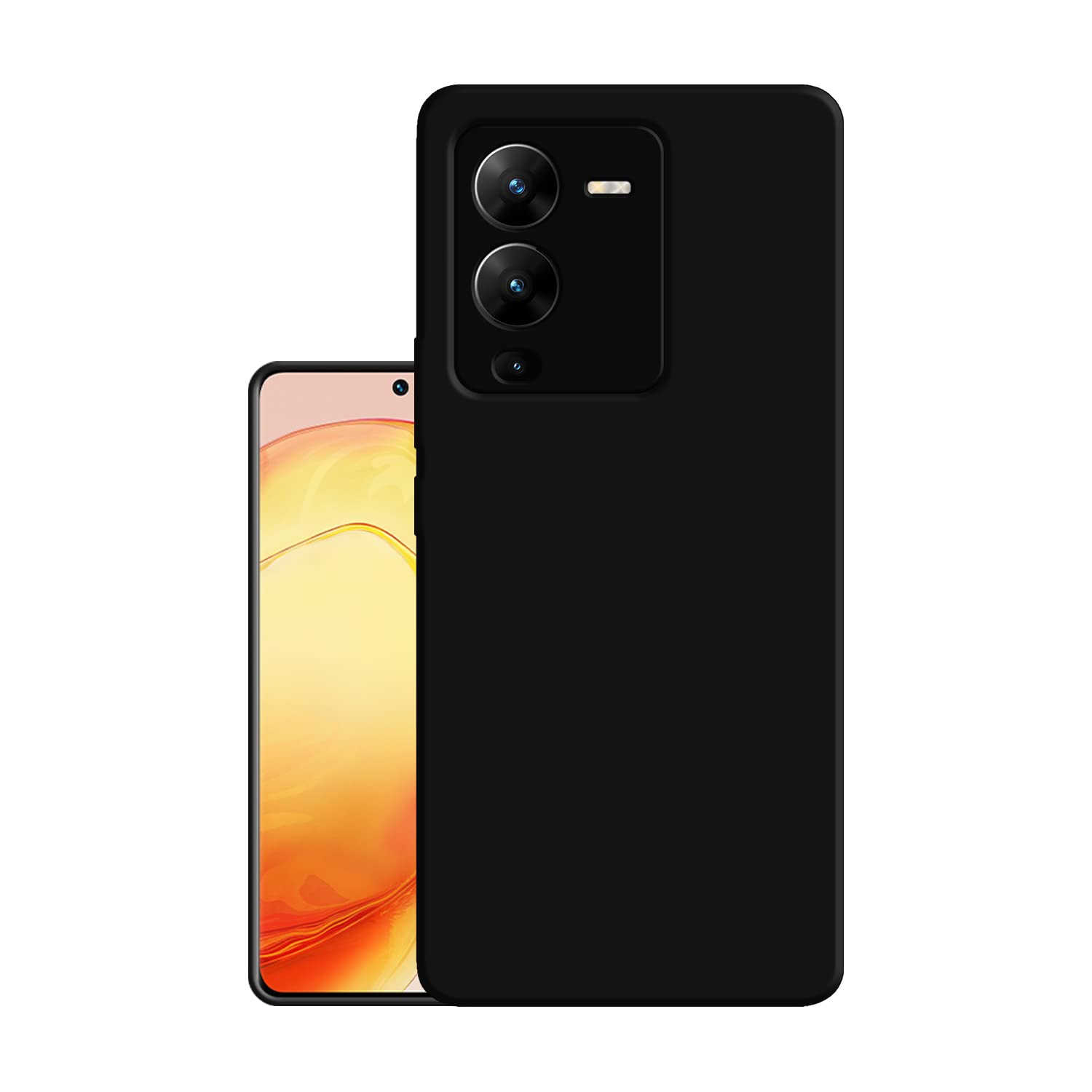 HELLO ZONE Exclusive Matte Finish Soft Back Case Cover for Vivo V25 Pro 5G - Black