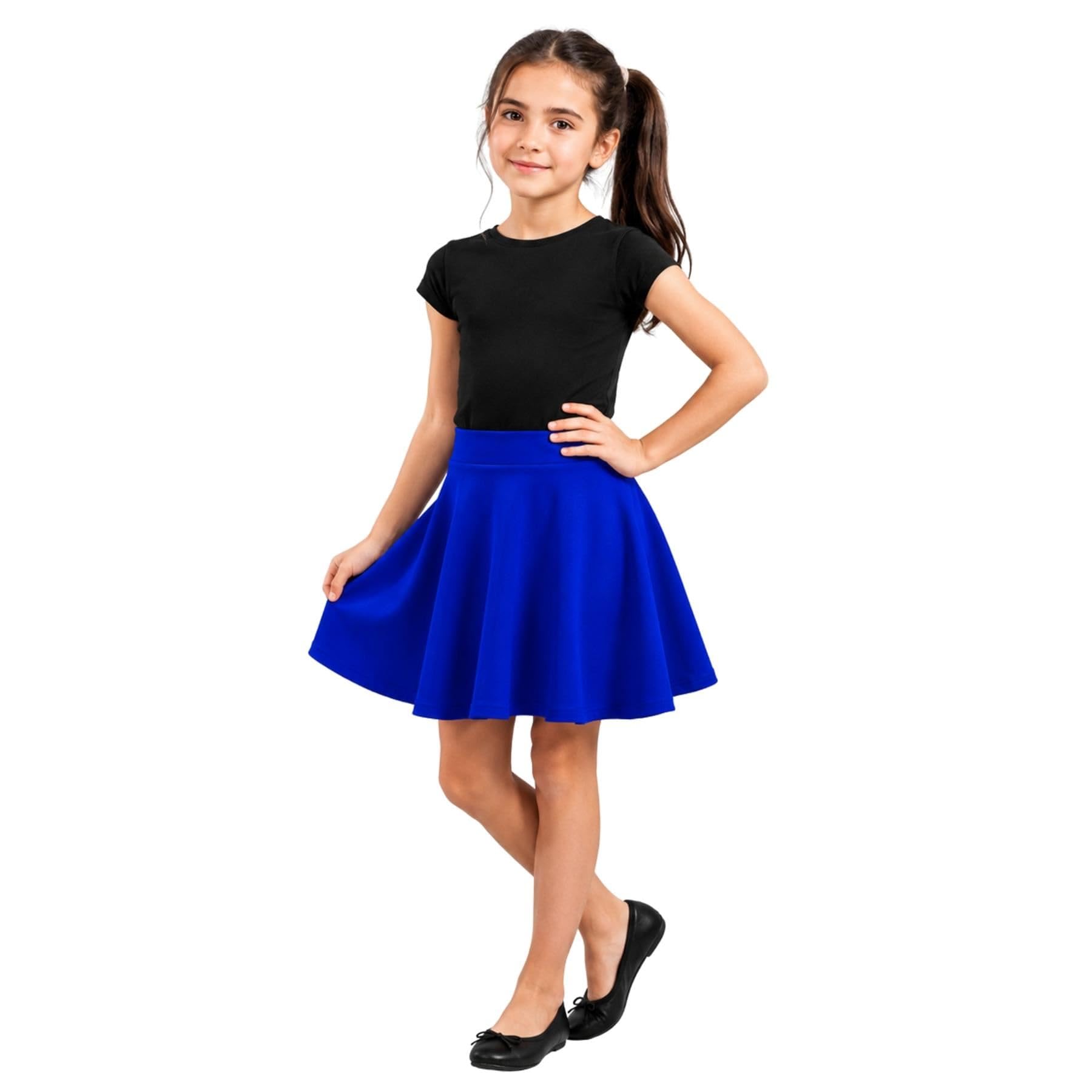 Lot de 3 jupes patineuses pour filles, taille haute, longueur genou, mini jupe évasée noire pour danse ballet, jupes décontractées unies pour uniforme scolaire et fête, bleu marine, 9-10