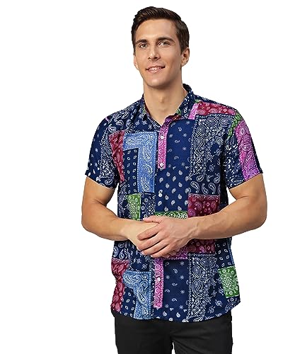 Image of Venisa Men's Cotton Blended Printed Casual Shirt