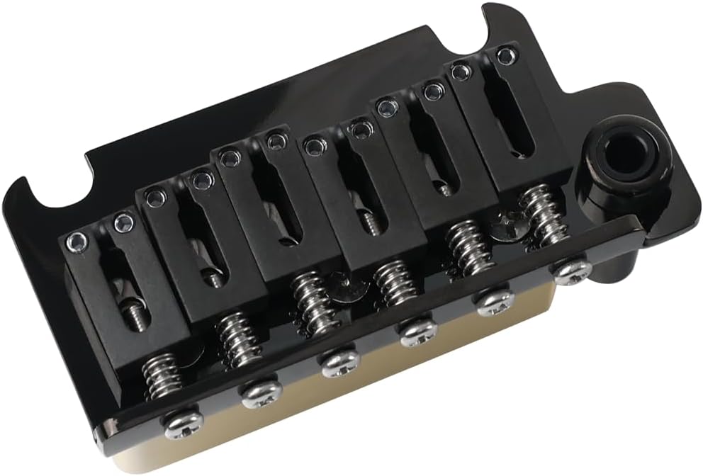 2-Point Electric Guitar Bridge Black 54mm Tremolo Bridge with Brass Block and Steel Saddles Fit for 6 String Start St Electric Guitar Replacement Parts