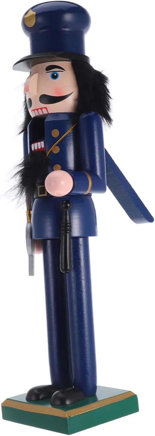 Zerodeko Traditional Wooden Nutcracker Soldier Police Officer Figure Christmas Decoration Ornament for Xmas Party Festival Table Centerpiece