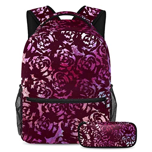 Sac à dos violet et trousse scolaire pour garçon et fille, grand cartable de voyage