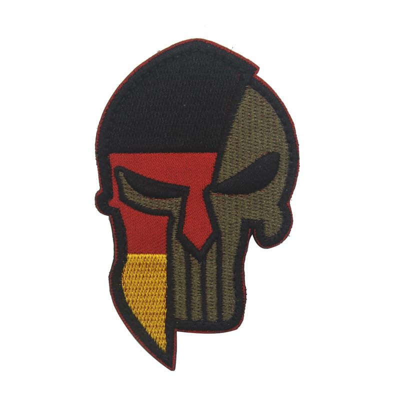 Aspcsmomt National Flag Skull Patches,Embroidered Tactical Morale Punisher Patch Hook and Loop Fastener Sew on Backpack Jacket Cap Uniform Coat Hat (Germany)