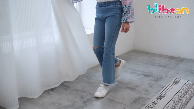 Pantalones De Mezclilla Ajustados Rasgados Para Mujer, Clásicos De Cintura Alta, Acampanados, Pantalones De Chicle, Azul