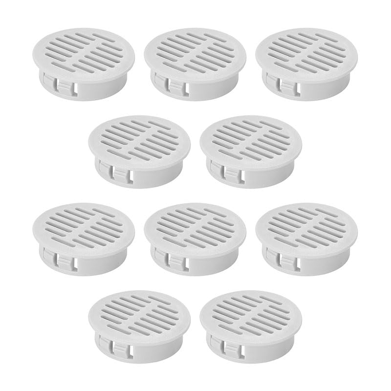 10Pcs Round Soffit Vent 50mm (2 inch) Grey, Plastic Ventilation Grille Home Office for Bathroom Kitchen Cabinet Wardrobe Blind