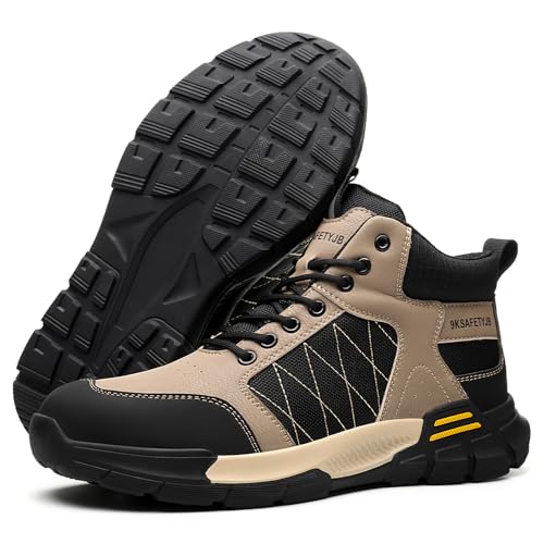 TimGross Safety Shoes for Men Steel Toe Boots Work Construction Shoes Lightweight Breathable Slip Resistant Indestructible Boots