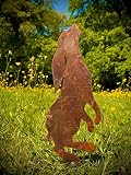 Petit piquet d'extérieur rustique en métal rouillé en forme de lune lièvre lapin jardin art potager parterre de fleurs rocailles abri de jardin clapier sculpture