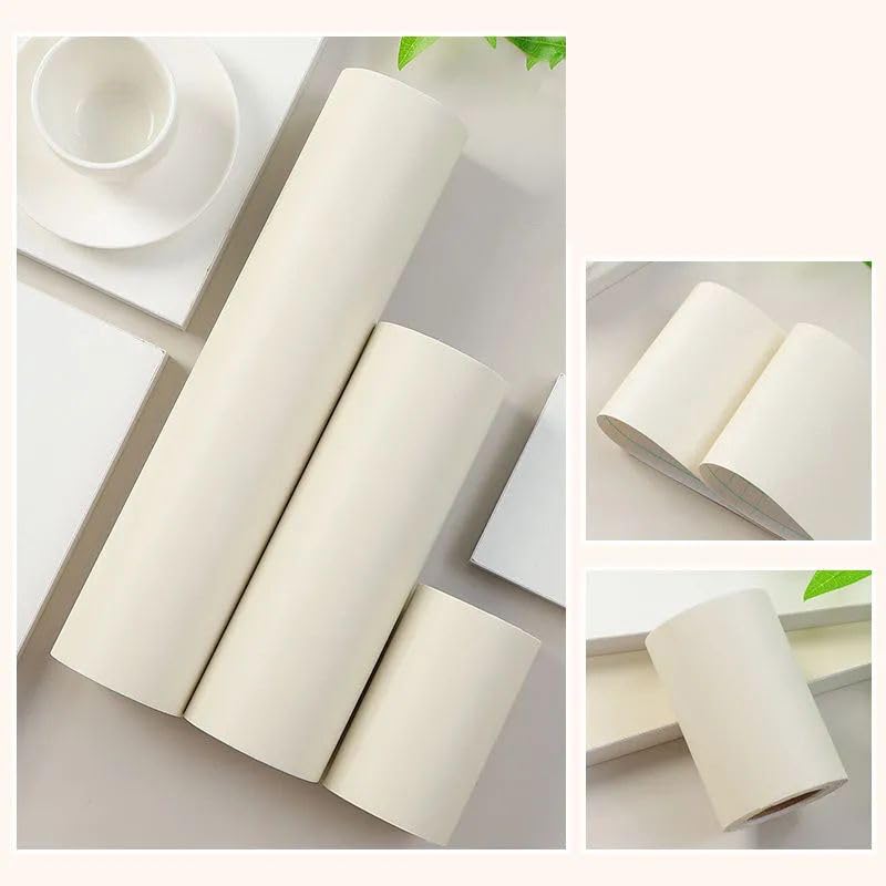 Dostear Peel and Stick Wallpaper Border Self-Adhesive Wall Border Sticker Home Ceiling Decorative Border for Bathroom Living Room Kitchen Beige 60cm X 500cm