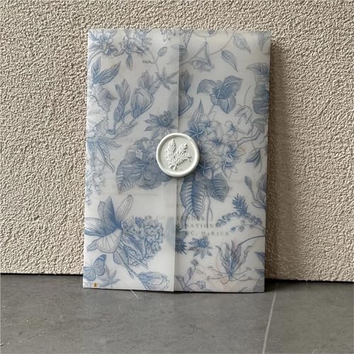 Papier vélin de mariage bleu-vert 5x7 aux finitions premium - 5