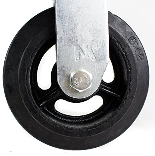 Pack Of 4 - Rk Heavy Duty Moldon Rubber Swivel Casters Iron Wheel, 6" X 2", Capacity: 500 Lbs/Ea #TOP1
