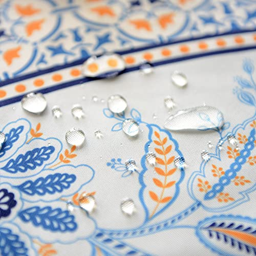 Sutavia Curly Floral Arabesque Table Cloth Yellow Blue Burgundy Dust-Proof Waterproof Resistant Durable Tablecover Indoor Outdoor Party Picnic Dining Room(Rectangle 60"X120", Blue Yellow) #TOP4