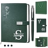 XNBTIM Quaderno Personalizzato, A5 Pelle Linea Orizzontale Block Notes, Personalizzabile Testo Stampato, Include una Penna, una Scatola Regalo e una Borsa Regalo, Adatto Come Regalo(3 Colori)