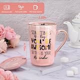 Birthday Thank You Gifts for Women, Sometimes You Forget You're Awesome Coffee Mug, Inspirational Christmas Gift for Her, Boss Lady Employee Coworker, 14oz Pink Marble Gold Print Cup, Nice Gift Boxed