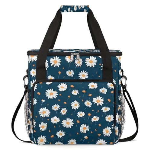 Shoblo Daisy Floral Printed Coffee Maker Travel Bag for K-Mini or K-Mini Plus Single Serve Coffee Brewer Portable Storage Tote Case for Tarvel