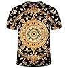 LAOLIUSN Men's Gold Shiny Printed T-Shirt - Golden Ornate Theme, Floral Graphic Tee Shirt, Grey, 3XL #2