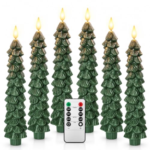 Christmas Tree Flameless Candles --4 or 6 Pcs DROPS TO TO (works on Christmas Green and Red Green) - image 1