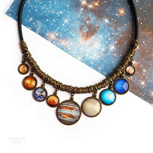 Solar System Bib Necklace All 9 Planets Space Gift For Girlfriend Mothers Day Universe Galaxy Jewelry #TOP3