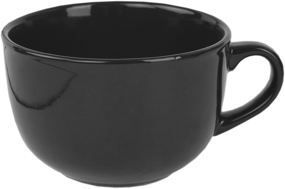 Home Basics 22 oz Extra Large Ceramic Jumbo Soup or Coffee Mug, Hot or Cold Beverage, Comfortable Grip Handle, Black