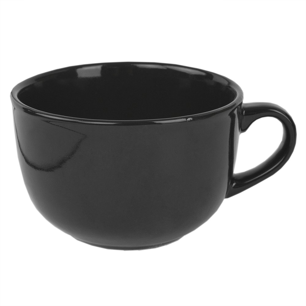 Home Basics 22 oz Extra Large Ceramic Jumbo Soup or Coffee Mug, Hot or Cold Beverage, Comfortable Grip Handle, Black