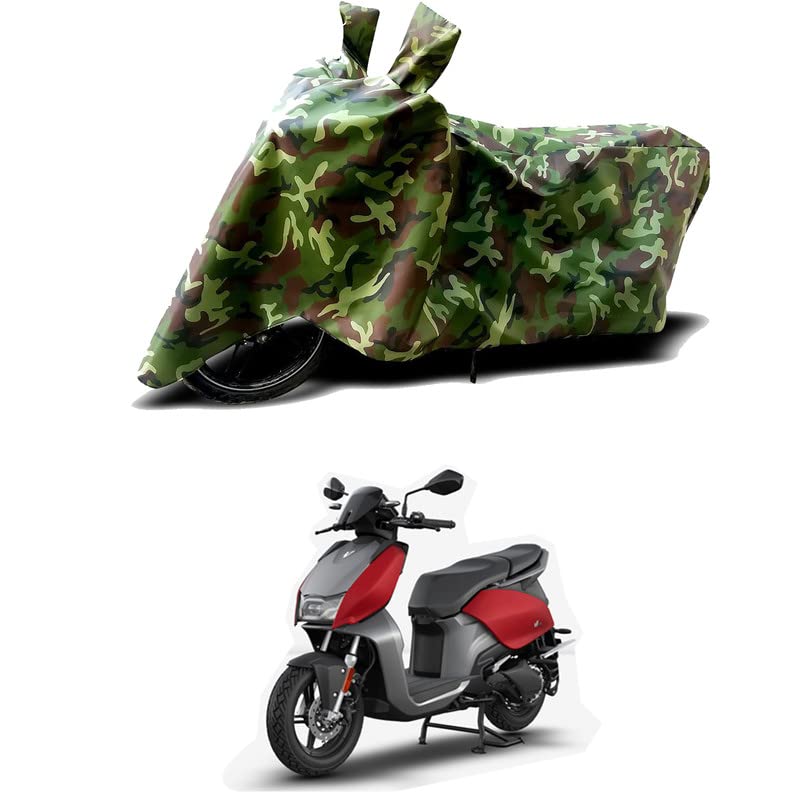 Image of 100% Water Resistant Bike Scooty Two Wheeler Body Cover Compatible for Hero Electric V1 Plus /UV-Rays /Heat Protection /Birds Dropping /Scratchproof /Dust Proof /Waterproof /All Varient[Green MJ]