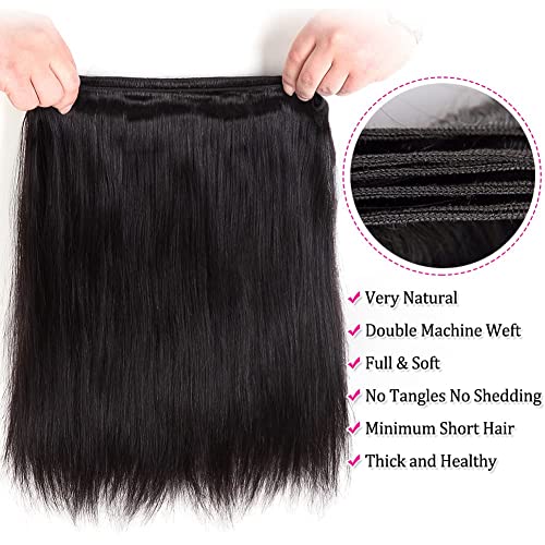 Flady Unprocessed Weft Hair Extensions Human Hair Bundles Deal 9A Brazilian Virgin Straight Human Hair Bundles(14 16 18 20) #TOP5