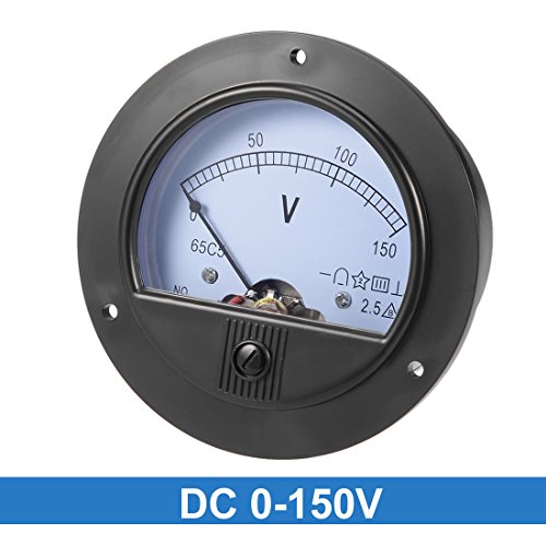 Image of uxcell DC 0-150V Analog Panel Voltage Gauge Volt Meter 65C5 2.5% Error Margin