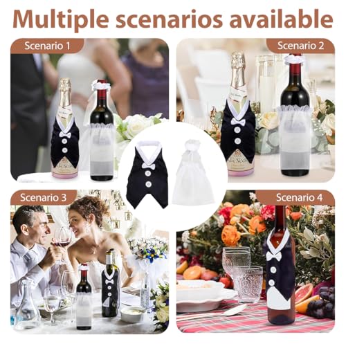 Miniatura 6 de Gxgm 2 Piezas De Decoración De Boda Juego De Botellas De Vino, Botellas De Vino Para Parejas, Decoraciones De Botellas De Vino, Adecuado Para Fiestas De Compromiso, Fiestas De Boda