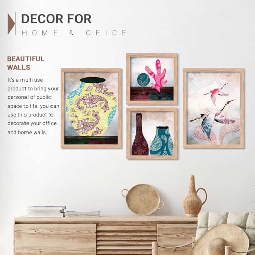Image of kotart Paintings Set of 4 Framed Paintings for Wall Decoration, Bedroom - Framed Wall Painting for Living Room with Frame - Big Size Wall Paintings /Home Decoration Set of 4 (Art 9, Big (13x17 or 13x13 inch))
