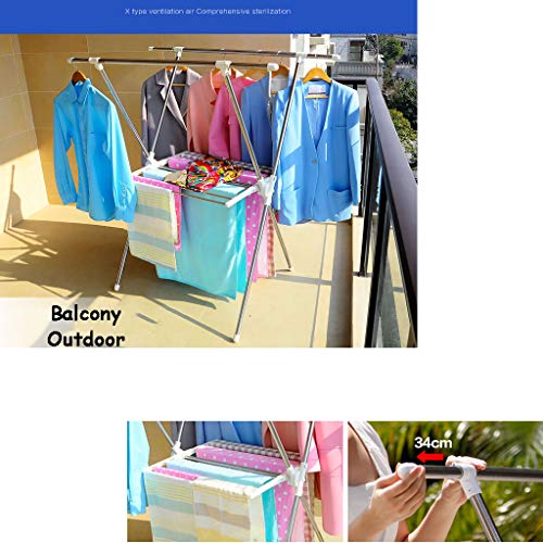 Clothes Airer with Foldable 'X' Type Stainless Steel Laundry Drying Rack Washing Line Retractable Rack 94~150cm Hanger Dry Towel Rail for Indoor or Outdoor Max. Load 100KG - Image 5