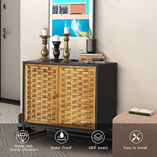 Qhitty Sideboard Buffet Cabinet Set Of 2, Accent Kitchen Storage Cabinet With 2 Doors And Metal Legs, Console Table Storage Cabinet For Kitchen, Living Room, Hallway, Entryway #TOP4