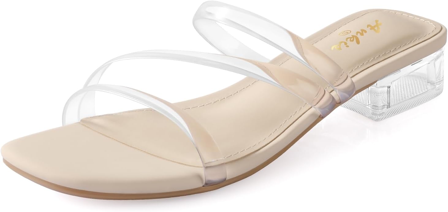 Ankis Women's Strappy Heels - Low Chunky Block Heel