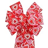 Pink Red Stacked Sparkle Hearts Valentine's Day Wreath Bow - available in 2 sizes