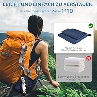 Mikrofaser Handtuch 3er Set - Groß 200*100cm & 2 Klein 80×40cm, Schnelltrocknend Microfaser Sporthandtuch, für Reisehandtuch, Badetuch, Fitness & Sport Handtücher und Strandtuch (Marineblau) – Ansicht 5