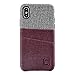 Dockem Card Case for iPhone X/XS with Built-in Metal Plate for Magnetic Mounting & 2 Card Holder Slots: M2 Luxe Canvas-Style Synthetic Leather Wallet Case (Burgundy)