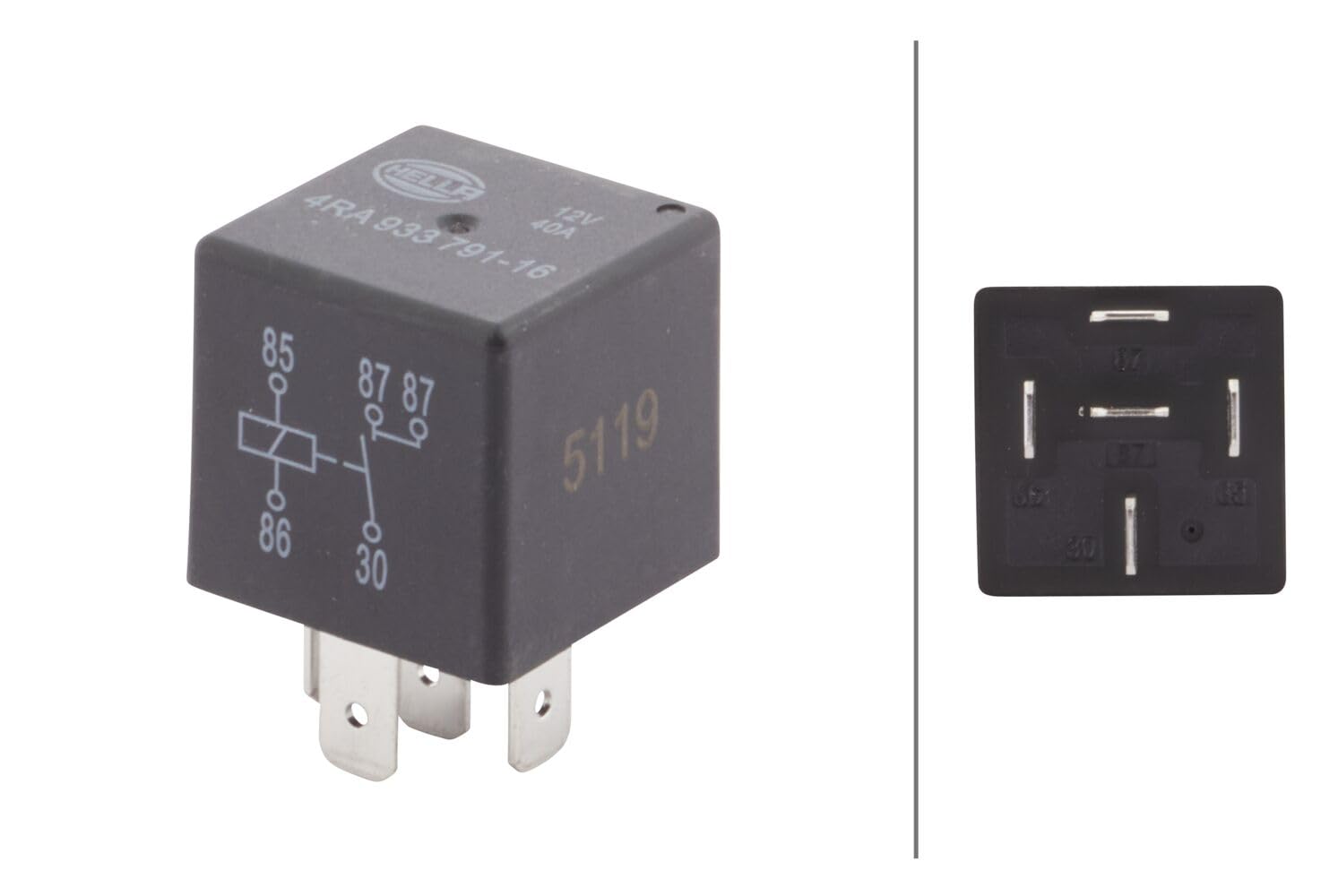 HELLA 933791161 Relay, Main Current - 12V - 5-pin Connector