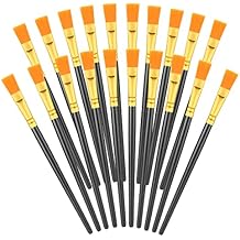 20pcs Flat Paint Brushes 0.5 Inch Wide, Watercolor Acrylic Paint Brushes Bulk Synthetic Nylon Oil Painting Brushes for Artists Professional Amateurs Acrylic Painting Crafts Canvas Black
