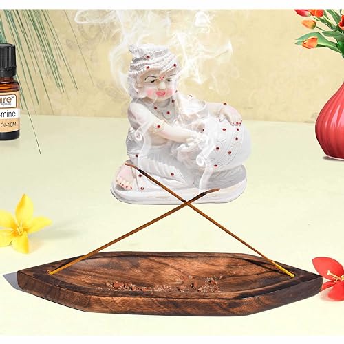 Image of Pure Source India Natural Wood Bote Shape Incense Holder and Ash Catcher (11 X 3 Inch - 4 Pieces)