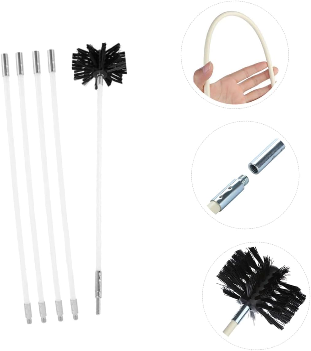 1set Flexible Chimney Brush Lint Remover for Dryer Duct Cleaning Rods and Brush Head Easy Installation for Home Use