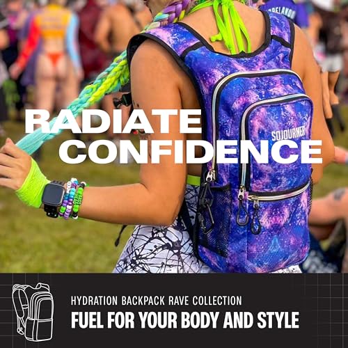 Image of Sojourner Hydration Pack, Hydration Backpack - Water Backpack with 2l Hydration Bladder, Festival Essential - Rave Hydration Pack Hydropack Hydro for Hiking, Running, Biking, Festival Gear
