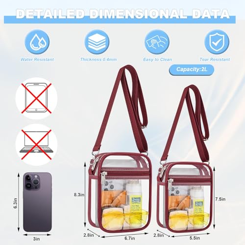 Image of Clear Bag for Stadium Events - Sports Messanger Bag Small Mini Clear Purse for Fan, Concert, Work, Travel
