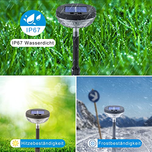 Becomlight Solarlampen für Außen Garten - 6 Stück RGB Farbwechsel & Warmweiße Solarleuchten Garten, IP67 Wasserdicht LED… – Bild 6