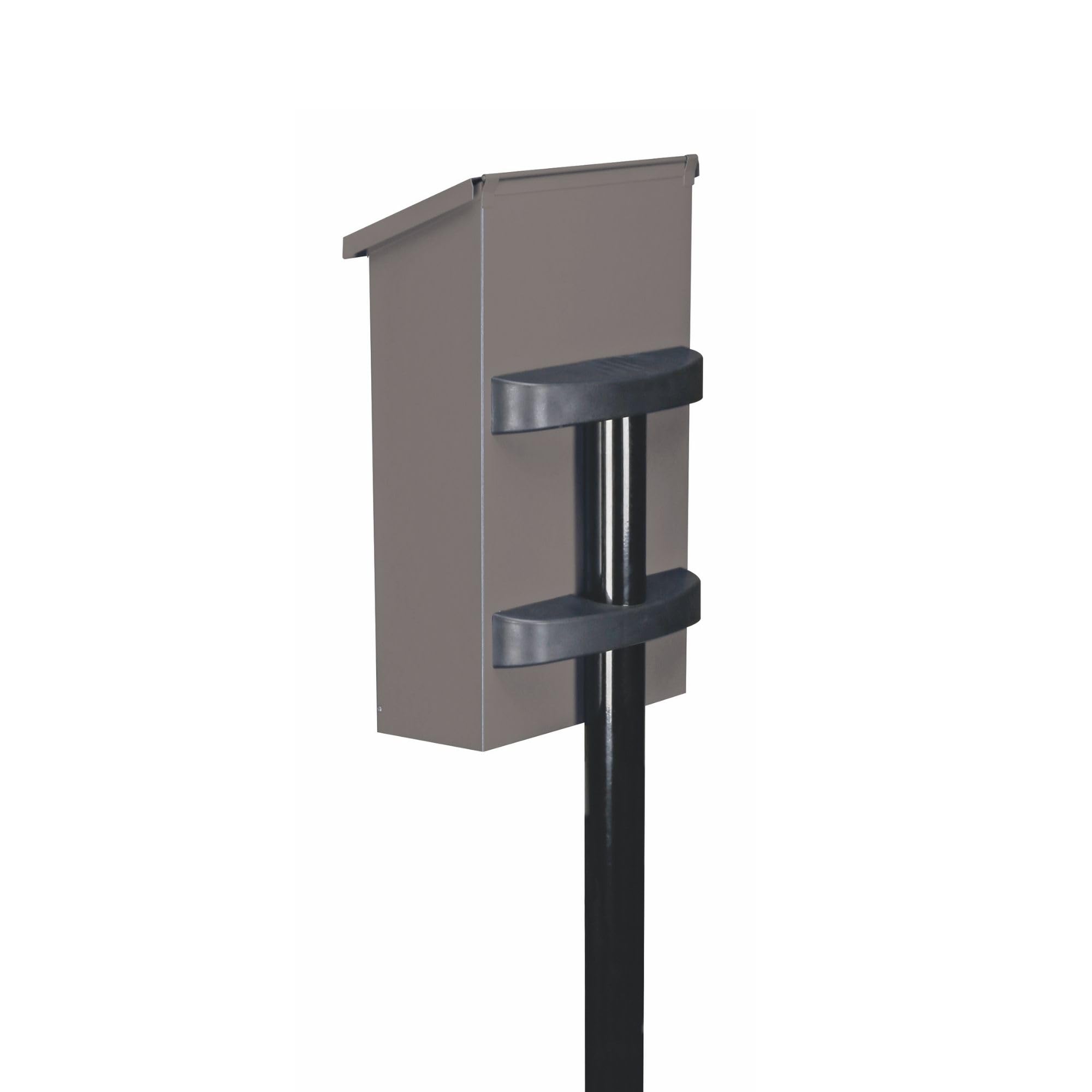 Perel Poteau de Boite aux Lettres Noir en Acier galvanise, Hauteur 150 cm, Pose Libre avec Supports de Fixation, Resistant aux intemperies et Stable pour Exterieur