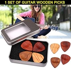 Gelentea Lot de médiators en bois avec étui de rangement Accessoires pour guitare, basse, banjo - Les Beatles, Paul McCartney, John Lennon, RIngo Starr, George Harrison Gelentea Lot de médiators en bois avec étui de rangement Accessoires pour guitare, basse, banjo – Image 2