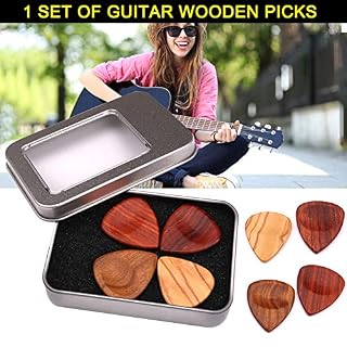Gelentea Lot de médiators en bois avec étui de rangement Accessoires pour guitare, basse, banjo - Les Beatles, Paul McCartney, John Lennon, RIngo Starr, George Harrison Gelentea Lot de médiators en bois avec étui de rangement Accessoires pour guitare, basse, banjo – Image 2