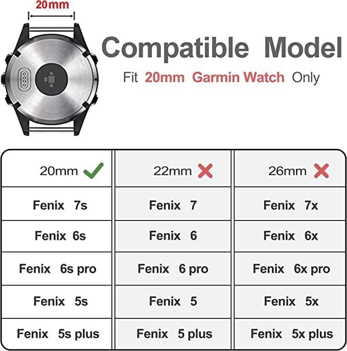 Miniatura 3 de Correa de nailon para Fenix 7S6S5S de 0.787 pulgadas para mujeres y hombres, correa de repuesto tejida transpirable compatible con Garmin Fenix 6S