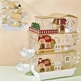 17 in 1 Clear Acrylic Hamster Cage with All Accessories,13.5''L* 10''W* 21''H Dwarf Hamster Cage,Magnetic Connection Small Hamster Enclosure,Garden Style Wooden Mouse Cage for Pet Mice(3-Layer,White)
