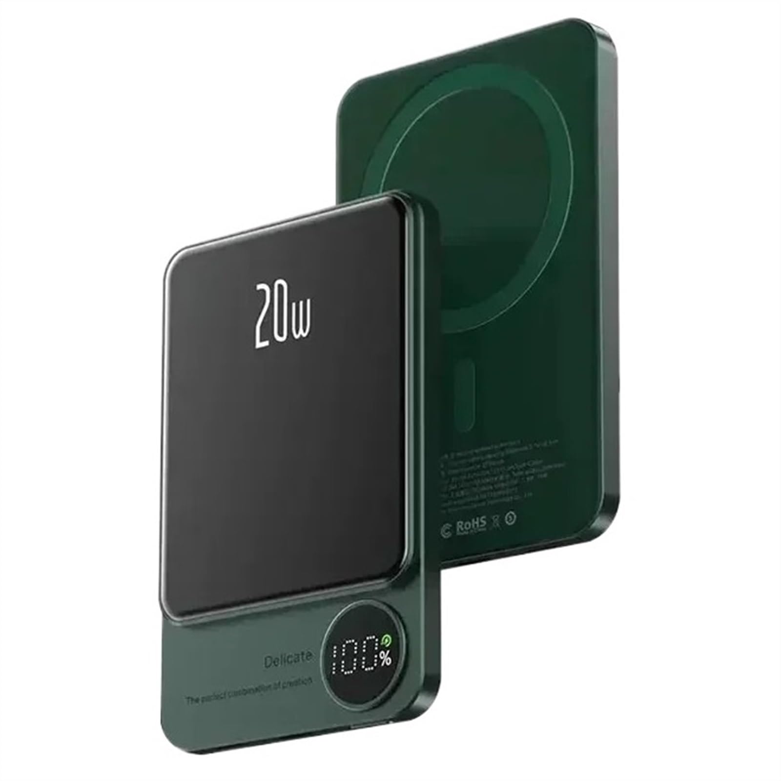 PD20W 10000mAh Przenośna, szybka ładowarka o dużej pojemności Bezprzewodowy magnetyczny power bank kompatybilny z iPhonem Zgodny z Xiaomi Zgodny z Samsungiem (Size : Green 10000mAh)